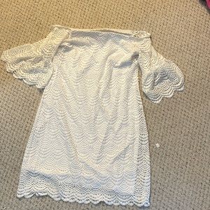 White lilly Pulitzer off the shoulder lace dress